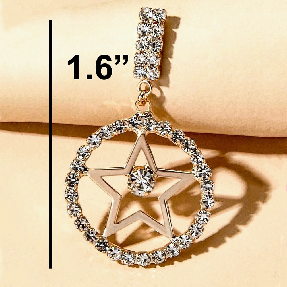 Any 2/$20! Gold/Crystal Circle/Star Stud Earrings - Picture 4 of 7